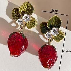 Alloy & Rhinestone & Enamel Leaf Stud Earrings&nbsp;WG2CE66-01