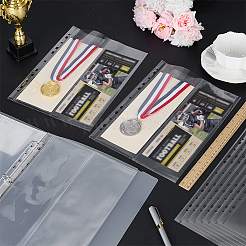 プラスチック製フォトカードスリーブバインダーポケット10個  長方形  透明  310x230x0.3mm  穴：6.5mmと10.5x6.5mm  内径：107x310mm&nbsp;DIY-WH0709-071A