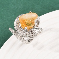 Snake Natural Yellow Quartz Open Cuff Rings&nbsp;RJEW-K286-10P-01
