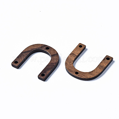 ウォールナットウッドシャンデリアコンポーネントリンク  U字  サドルブラウン  24.5x25x3mm  穴：2mm&nbsp;WOOD-T023-13