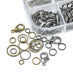 40個2色亜鉛合金カニカン  1126個の鉄製オープン丸カン付き  ミックスカラー  12x6mm  穴：1.2mm  20個/箱&nbsp;DIY-YW0006-32