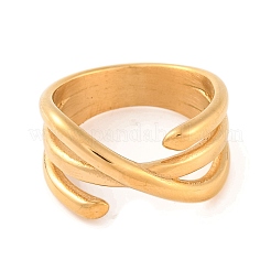 Ion Plating(IP) 304 Stainless Steel Criss Cross Finger Rings for Women&nbsp;RJEW-S414-71B-G