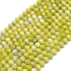 天然石翡翠ビーズ連売り  多面カット  ロンデル  シードビーズで  8.5~10x5.5~6.5mm  穴：1mm  約43~45個/連  15.35''（39センチメートル）&nbsp;G-P573-A03-01