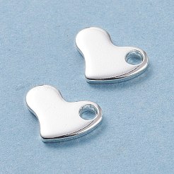 201 ステンレススチール スタンピング ブランク タグ ペンダント  ハート  銀  8.3x11.5x1.5mm  穴：2mm&nbsp;STAS-G029-2S