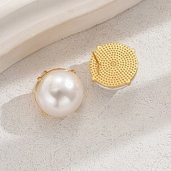 ファッショナブルな真鍮の半円形スタッドピアス  模造パールと  ゴールドカラー  20mm&nbsp;OO2470