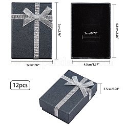 厚紙のネックレスボックス  リボンのちょう結びとスポンジの内側  長方形  ブラック  7x5x2.5cm&nbsp;CBOX-PH0001-09