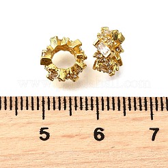 Column Brass Micro Pave Cubic Zirconia European Beads&nbsp;KK-L230-05G