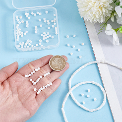 2連売り天然淡水貝ビーズ連売り  コラム  貝殻色  4x3mm  穴：0.8mm  約126~132個/連  14.57インチ〜15.75インチ（37~39.2cm）  1連 /セット&nbsp;SHEL-HY0001-13