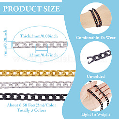 6M 3 Colors Oxidated Aluminium Twisted Chains&nbsp;CHA-YS0001-03