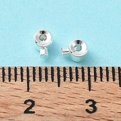 真鍮製つぶし玉カシメ玉  長持ちメッキ  コラム  銀  4.5x3.5x2.5mm  穴：0.9mm&nbsp;X-KK-Z030-17A-S