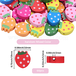 60Pcs Printed Natural Wood Beads&nbsp;WOOD-PA0001-92