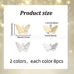 16Pcs 2 Colors 304 Stainless Steel Charms&nbsp;STAS-DC0012-79