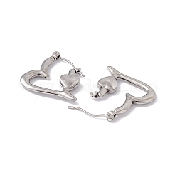 Non-Tarnish 304 Stainless Steel Heart Hoop Earrings for Women&nbsp;LS-EJEW-E199-14P