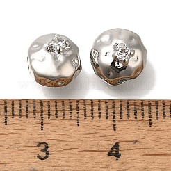 真鍮製マイクロパヴェキュービックジルコニアビーズ  ニッケルフリー  ラウンド  プラチナ  7x8x6mm  穴：1.6mm&nbsp;KK-Q001-21P