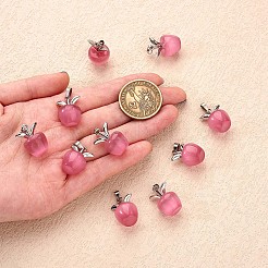 10 個リンゴアクセサリーチャームペンダントクリスタルクォーツヒーリング天然石ペンダントピンクシルバーバックルジュエリーネックレスイヤリング製作工芸品  フラミンゴ  20.5x14.8mm  穴：3mm&nbsp;JX525A