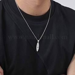 304ステンレススチール製オーバル型エンボス加工ココナッツツリーペンダントベネチアンチェーンネックレス（男性用）  変色なし  ステンレス鋼色  23.62インチ（60cm）&nbsp;WGB6181-01