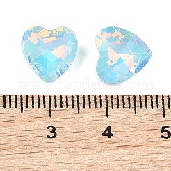 ガラスカボション  多面カット  ハート  シアン  10x10x4.5mm  45個/セット&nbsp;GLAA-N0028-08D