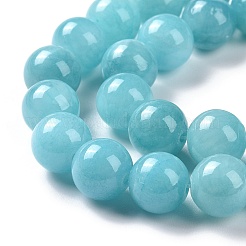 天然石馬山ジェイドラウンドビーズ連売り  染め  シアン  8mm  穴：1mm  約48個/連  15インチ&nbsp;G-D263-8mm-XS28