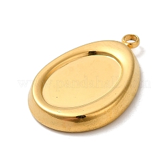 304ステンレススチールペンダントカボションセッティングエナメル  ゴールドカラー  卵  トレイ：14x10mm  23.5x16x3mm  穴：2mm&nbsp;X-STAS-D013-01B-G