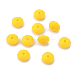 食品グレードの環境に優しいシリコーンそろばんビーズ  ゴールド  12x6.5mm  穴：2mm&nbsp;SIL-WH0008-14E