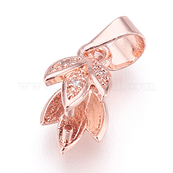 真鍮のキュービックジルコニアピンチベイル  花  透明  ミックスカラー  15mm  穴：3.5x4mm  ピン：0.8mm&nbsp;KK-O106-41