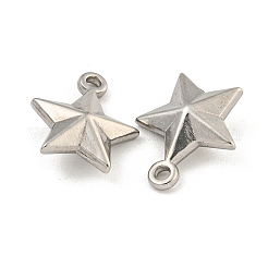変色しない304ステンレススチールチャーム  星のチャーム  ステンレス鋼色  14.5x12.5x4.5mm  穴：1.5mm&nbsp;STAS-I307-551P