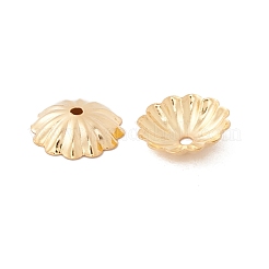 304ステンレススチールビーズキャップ  マルチ花弁  花  18KGP本金メッキ  10x2.5mm  穴：1.2mm&nbsp;X-STAS-P307-06G