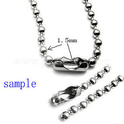変色しにくいステンレススチール製ボールチェーンコネクター  ステンレス鋼色  6x2x1.5mm  1.5mmボールチェーンに適合&nbsp;STAS-L018H-P