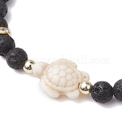 Adjustable 6mm Round Natural Lava Rock Braided Bead Bracelets&nbsp;BJEW-JB10615-02