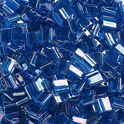 MIYUKIティラビーズ  日本製シードビーズ  2穴  （tl291)透明カプリブルーab  5x5x1.9mm  穴：0.8mm  約118PCS /ボトル  10 G /ボトル&nbsp;SEED-JP0008-TL291