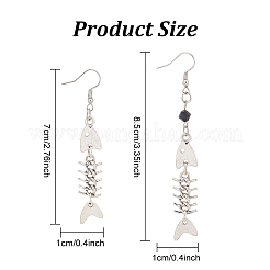 2 Pairs 2 Style Alloy Fishbone Long Dangle Eararings for Women&nbsp;EJEW-AN0002-53