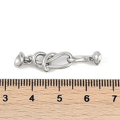 真鍮製S字クラスプ  カドミウムフリー＆ニッケルフリー＆鉛フリー  プラチナ  32x8.5mm&nbsp;KK-U043-19P
