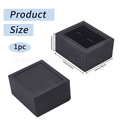 プラスチック製の転倒式カフスボタン収納ボックス  長方形  ブラック  7.8x6.8x4.05cm&nbsp;CON-WH0095-227