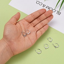変色防止ロジウムメッキ 925スターリングシルバーフレンチフックピアス金具  ウィットループ  プラチナ  14x10x2mm  穴：1.4mm  ピン：0.7mm&nbsp;STER-I017-087P
