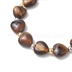 Electroplate Non-magnetic Synthetic Hematite & Natural Gemstone Heart Beads Stretch Bracelets for Women&nbsp;BJEW-JB13447
