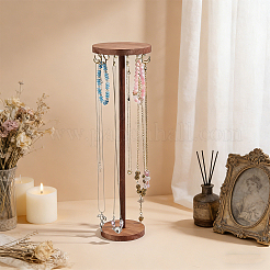 Round Wooden Necklace Organizer Display Stands&nbsp;NDIS-WH0010-34A