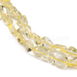 天然レモンクォーツ（加熱）ビーズ連売り  ナゲット  タンブルストーン  6~11x6~8x4~7mm  穴：1mm  約49~51個/連  15.35~15.75''（39~40センチメートル）&nbsp;G-Q060-D07