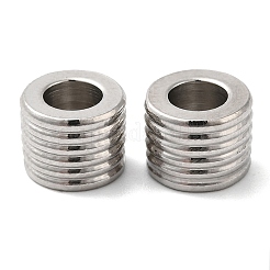 変色しない202ステンレススチールヨーロピアンビーズ  大穴ビーズ  スジ入りビーズ  コラム  ステンレス鋼色  8x6mm  穴：4mm&nbsp;STAS-A081-02P