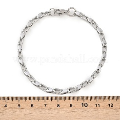 201ステンレススチールリンクチェーンブレスレット（男性用・女性用）  304ステンレススチール留め具付き  ステンレス鋼色  8-1/2~8-5/8インチ（21.5~22cm）&nbsp;BJEW-B143-03P