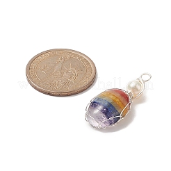 Chakra Natural Mixed Gemstone Copper Wire Wrapped Pendants&nbsp;PALLOY-JF02046-02