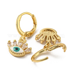 Real 18K Gold Plated Brass Dangle Leverback Earrings&nbsp;EJEW-A033-11G-01