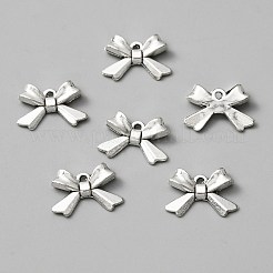 チベット風合金チャーム  ちょう結びのチャーム  アンティークシルバー  10.5x14.5x2.5mm  穴：1mm&nbsp;FIND-CJC0007-65