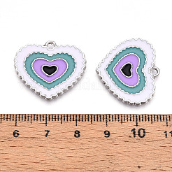 合金エナメルチャーム  プラチナ  カドミウムフリー＆鉛フリー  ハートチャーム  プラム  22x24.8x1.5mm  穴：1.6mm&nbsp;ENAM-T020-104B