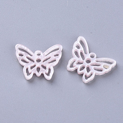 セルロースアセテート（樹脂）ペンダント  蝶  ピンク  14x18x2.5mm  穴：1.5mm&nbsp;KY-N006-09