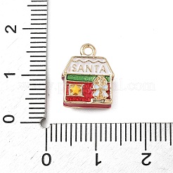 クリスマス合金エナメルチャーム  ゴールドカラー  ハウス  13.5x11x5mm  穴：1.6mm&nbsp;ENAM-F156-01G-06