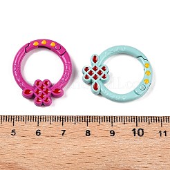 スプレー塗装された合金製スプリングリング留め具  中国結びの指輪  ミックスカラー  29x24.5x4.5mm  穴：1.5mm&nbsp;PALLOY-T090-02