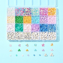 DIY ドーナツ ガラス & アクリル ビーズ ブレスレット 作成キット  ミックスカラー  2.5~7x2.5~4.5x0.5~4.5mm  穴：1~3mm&nbsp;DIY-FS0007-68