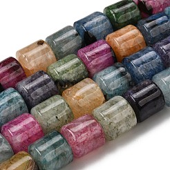 天然石瑪瑙ビーズ連売り  染め＆加熱  ドラム  ミックスカラー  14~14.5x13.5~14.5mm  穴：1~1.2mm  約28個/連  15.55