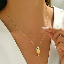 Stainless Steel Crystal Rhinestone Hollow Wing Pendant Necklaces for Women Daily Wear&nbsp;JF5820