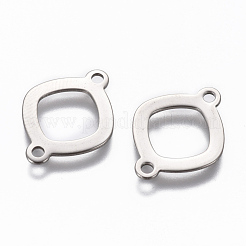 変色しにくい201ステンレススチールリンクコネクター  菱形  ステンレス鋼色  19x14x0.8mm  穴：1.6mm&nbsp;STAS-L234-100P